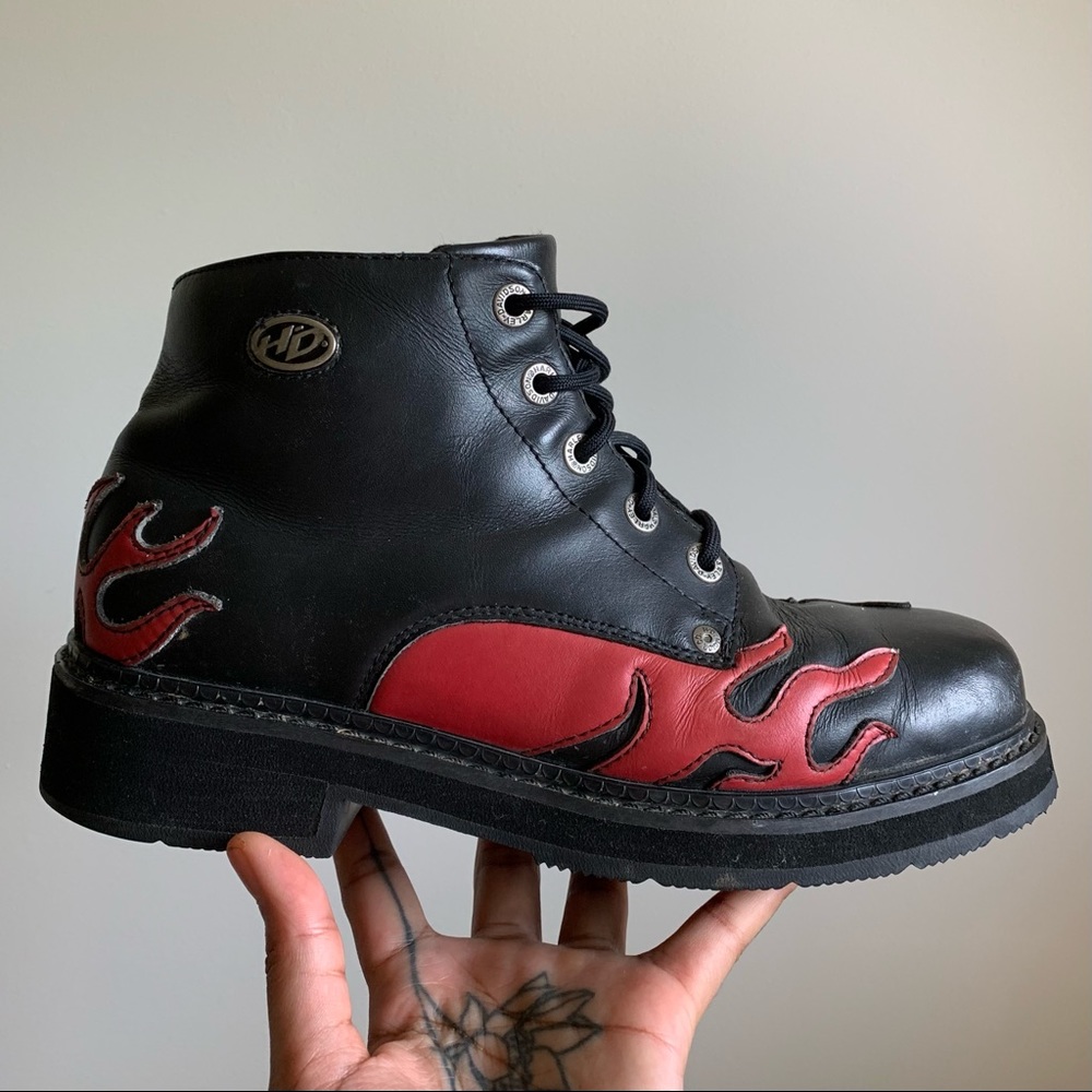 RARE Vintage Harley Davidson Flame Boots M8